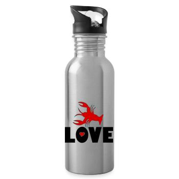 I Love Lobster-Love Seafood-Best seafood - Water bottle with straw - silver - Right