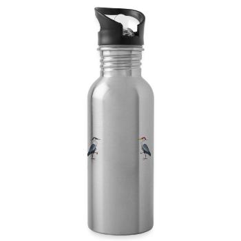 Kanadischer Kranich - Trinkflasche mit integriertem Trinkhalm - Lightsilver - Rechts