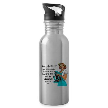 Retro woman housewife sarcastic design - Trinkflasche mit integriertem Trinkhalm - Lightsilver - Rechts