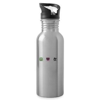 Love Peace Penguins Funny Dab Cool Penguin Dabbing - Water bottle with straw - silver - Right