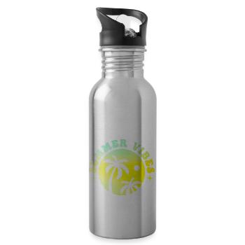 Summer Vibes - Trinkflasche mit integriertem Trinkhalm - Lightsilver - Rechts