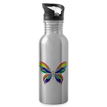 Schmetterling - Trinkflasche mit integriertem Trinkhalm - Lightsilver - Rechts