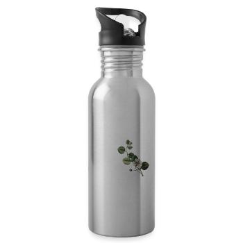 Numéro 30 floral vert - 30e anniversaire floral - Gourde avec paille intégrée - argent clair - Droite