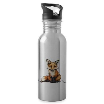 Foxy und ich wissen es - Trinkflasche mit integriertem Trinkhalm - Lightsilver - Rechts