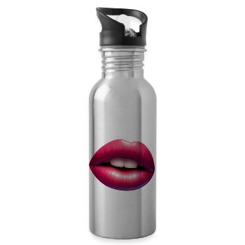 Tongue - Pink Lips - Charming Sweetness - Water bottle with straw - silver - Right