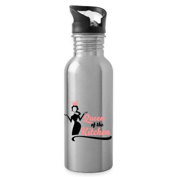 Cadeaux amusants pour les femmes qui aiment cuisiner - Gourde avec paille intégrée - argent clair - Droite