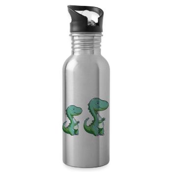 Dinosaur Family - Water bottle with straw - silver - Right
