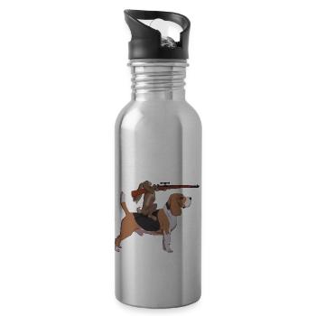 Hunting Hare - Water bottle with straw - silver - Right
