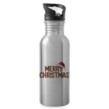 Fröhliche Weihnacht Merry Christmas für Männer - Trinkflasche mit integriertem Trinkhalm - Lightsilver - Rechts