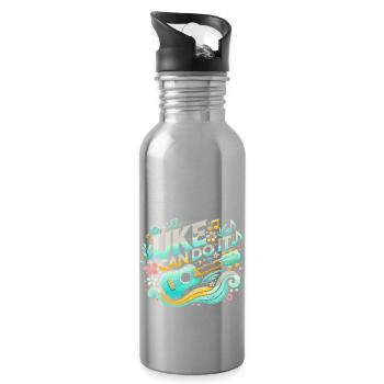 Uke kann es schaffen - Trinkflasche mit integriertem Trinkhalm - Lightsilver - Rechts
