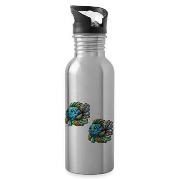 fisch comic 2 - Trinkflasche mit integriertem Trinkhalm - Lightsilver - Rechts