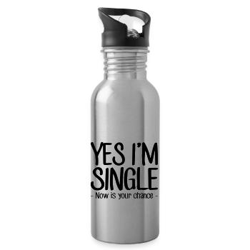 yes, I'm single - Water bottle with straw - silver - Right