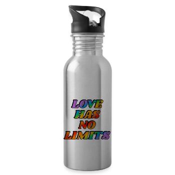 Liebe hat keine Grenzen LGBT Gay Pride Regenbogentext - Trinkflasche mit integriertem Trinkhalm - Lightsilver - Rechts