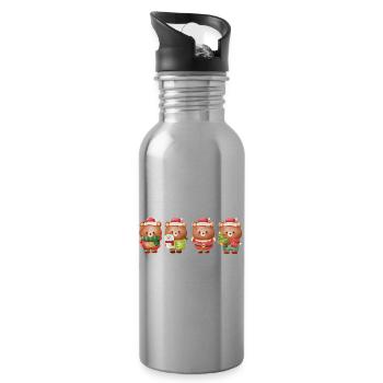 Festliches Weihnachtsbären-Quartett - Trinkflasche mit integriertem Trinkhalm - Lightsilver - Rechts