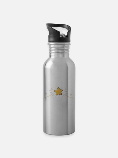 Funkelnder Stern und Funken - Trinkflasche mit integriertem Trinkhalm - Lightsilver