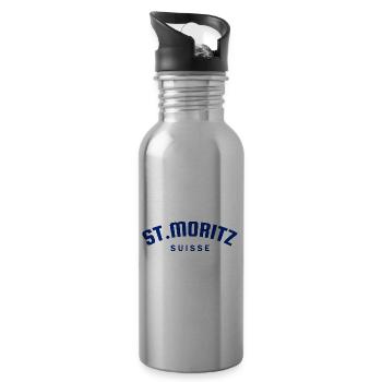 St. Moritz - Suisse - Switzerland - Swiss - Water bottle with straw - silver - Right