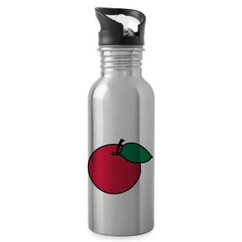 Apfel - Trinkflasche mit integriertem Trinkhalm - Lightsilver - Rechts