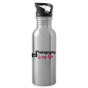 photography is my life - Trinkflasche mit integriertem Trinkhalm - Lightsilver - Rechts