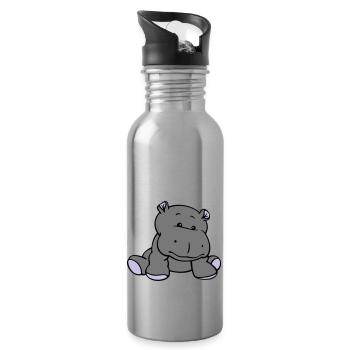 Hippo- / Nilpferd- / Flusspferd-Baby (3C) - Trinkflasche mit integriertem Trinkhalm - Lightsilver - Rechts