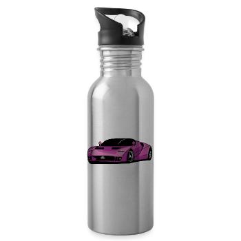Purple sport car - Water bottle with straw - silver - Right