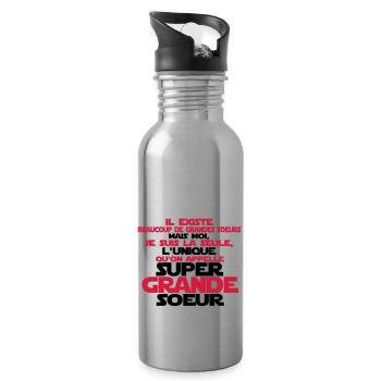 super grande soeur la seule - Gourde avec paille intégrée - argent clair - Droite