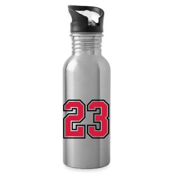 23 sports jersey football number - Trinkflasche mit integriertem Trinkhalm - Lightsilver - Rechts