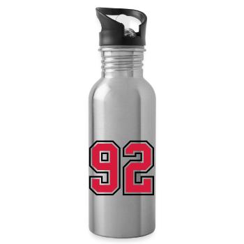 92 sports jersey football number - Trinkflasche mit integriertem Trinkhalm - Lightsilver - Rechts
