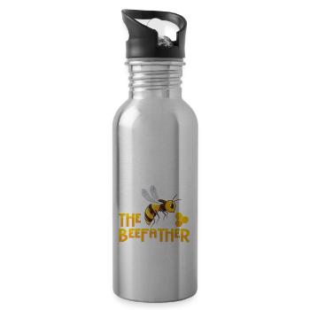 Abeille miel apicaux fleurs nid d’abeilles jaune cadeau - Gourde avec paille intégrée - argent clair - Droite