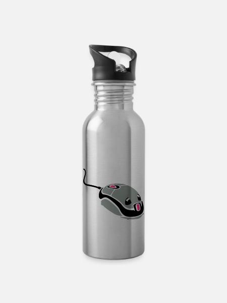 Computer - Trinkflasche mit integriertem Trinkhalm - Lightsilver