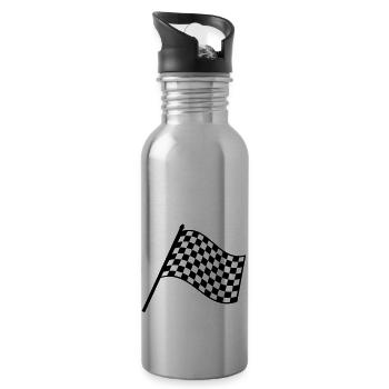 ziel_flagge_f1 - Trinkflasche mit integriertem Trinkhalm - Lightsilver - Rechts