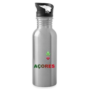 Acores Azores Azores Portugal island group pineapple - Water bottle with straw - silver - Right