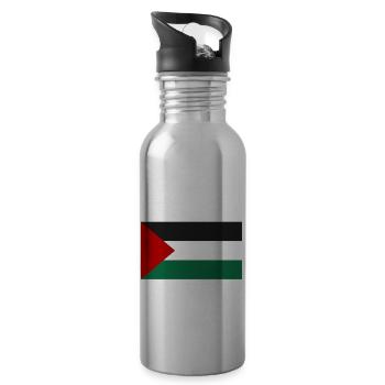 FREE GAZA Palestine Geschenkidee Islam - Trinkflasche mit integriertem Trinkhalm - Lightsilver - Rechts