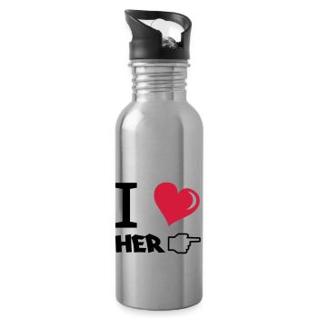 i_love_her - Trinkflasche mit integriertem Trinkhalm - Lightsilver - Rechts
