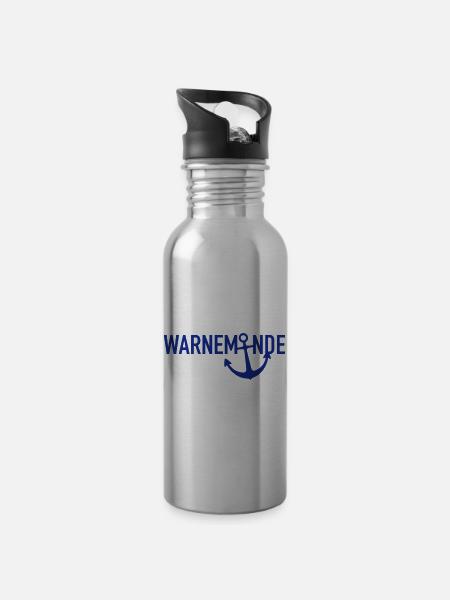 Warnemünde mein Anker - Trinkflasche mit integriertem Trinkhalm - Lightsilver