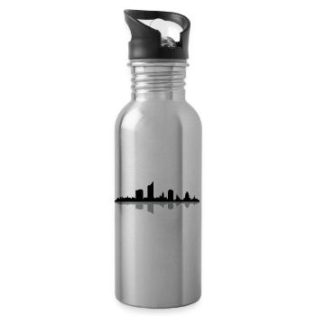 Skyline Leipzig - Trinkflasche mit integriertem Trinkhalm - Lightsilver - Rechts