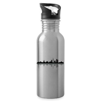 Skyline München - Trinkflasche mit integriertem Trinkhalm - Lightsilver - Rechts