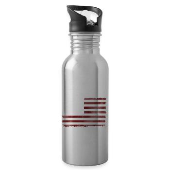 USA american flag banner - Flagge - Shirt - Water bottle with straw - silver - Right
