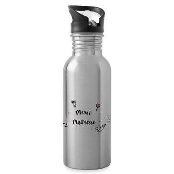 Merci maitresse coeur - Gourde avec paille intégrée - argent clair - Droite