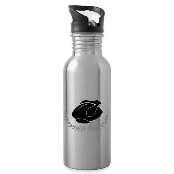 Grillen Grill Hähnchen Huhn Geschenkidee Fleisch - Trinkflasche mit integriertem Trinkhalm - Lightsilver - Rechts