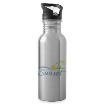 Sunset beach - Trinkflasche mit integriertem Trinkhalm - Lightsilver - Rechts