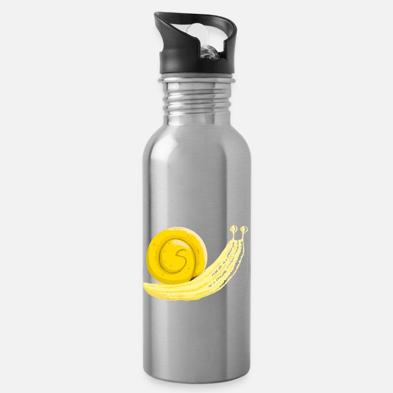 Banane Schnecke - Trinkflasche mit integriertem Trinkhalm - Lightsilver