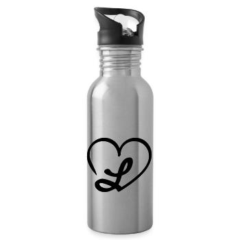 Liebe Buchstabe L mit Herz - Trinkflasche mit integriertem Trinkhalm - Lightsilver - Rechts
