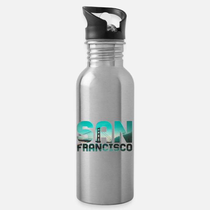 San Francisco - Trinkflasche mit integriertem Trinkhalm - Lightsilver