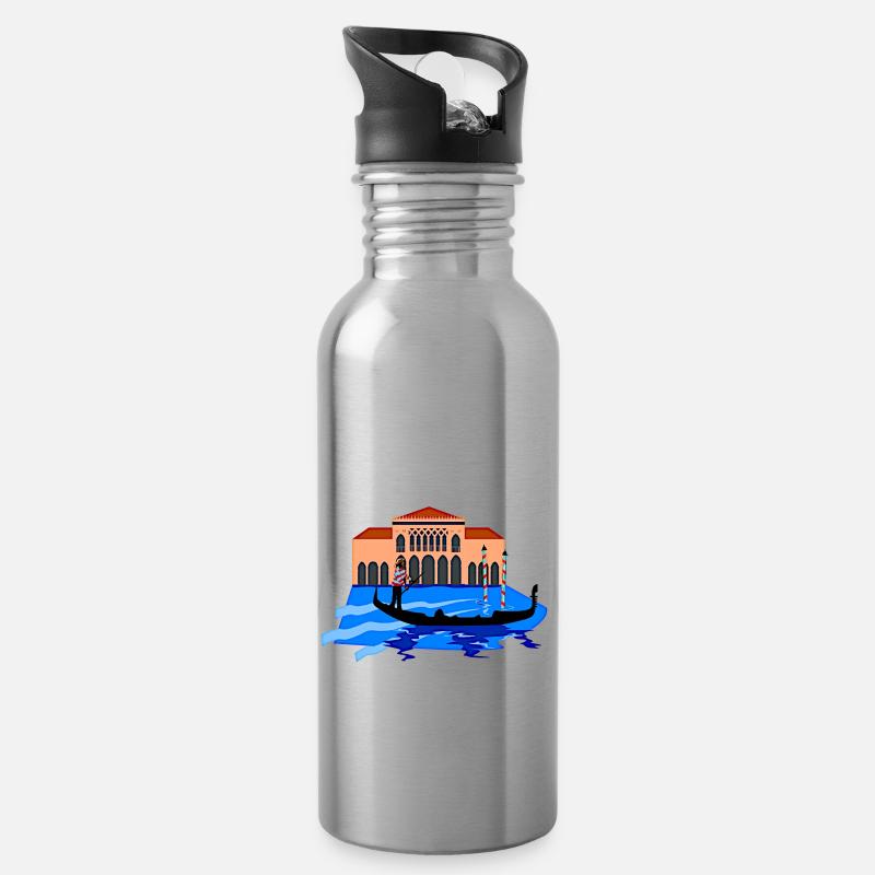 Venise - Gourde avec paille intégrée - argent clair