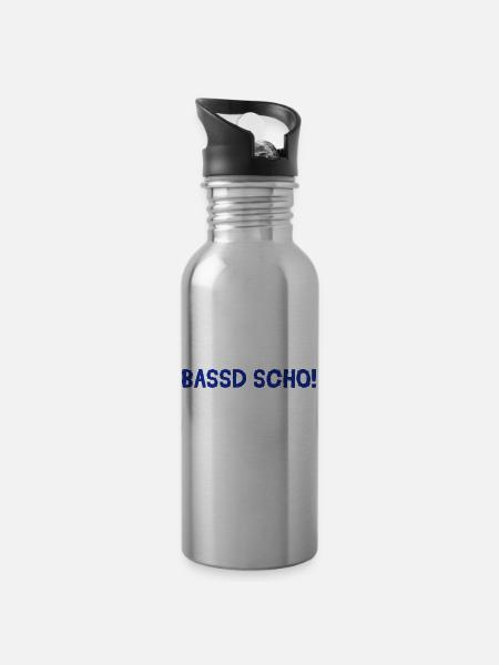 Bassd scho - Trinkflasche mit integriertem Trinkhalm - Lightsilver