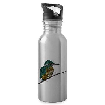 Eisvogel - Trinkflasche mit integriertem Trinkhalm - Lightsilver - Rechts