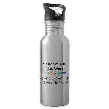 Das Wort Dingsbums ist vielseitig zu verwenden - Trinkflasche mit integriertem Trinkhalm - Lightsilver - Rechts