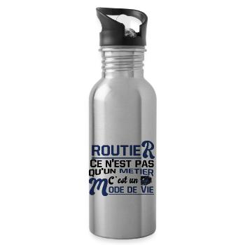 Routier ce n'est pas qu'un métier, cadeau original - Gourde avec paille intégrée - argent clair - Droite