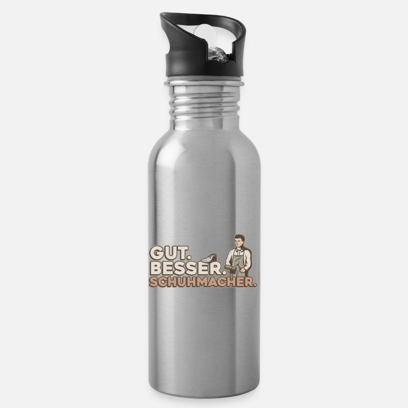 Gut Besser Schuhmacher Schuster - Trinkflasche mit integriertem Trinkhalm - Lightsilver