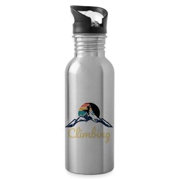 climbing bouldering rock climbing mountain sports - Water bottle with straw - silver - Right